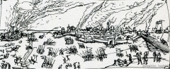 Sketch of  the battle outside Kýsteen-Oonde.